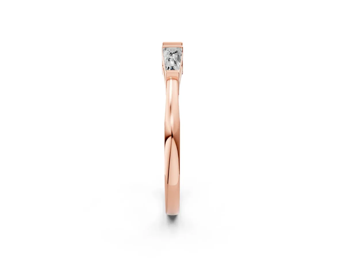 Baguette Diamond Open Band with Bar Prong Setting Rose gold