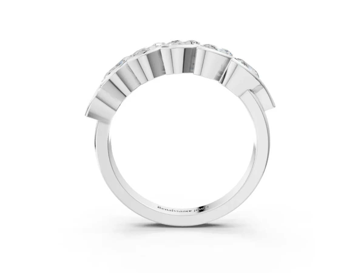 Marquise Diamond Wave Band with Channel Setting Platinum