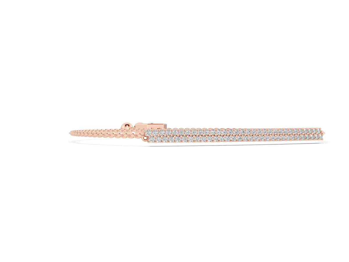 Pavé Round Diamond Box Chain Slider Bracelet Rose gold