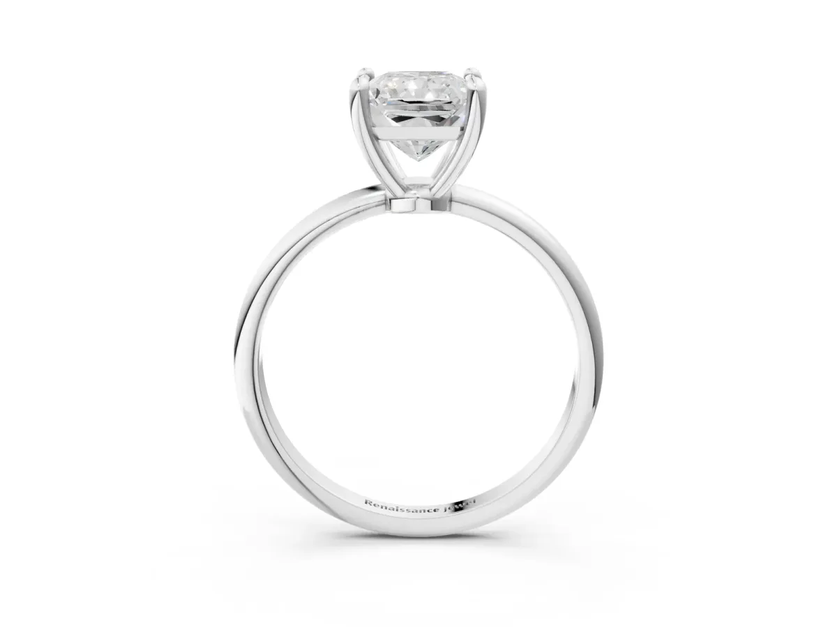 Radiant Cut Solitaire Diamond Ring with 4-Prong Setting on a Classic Band White gold