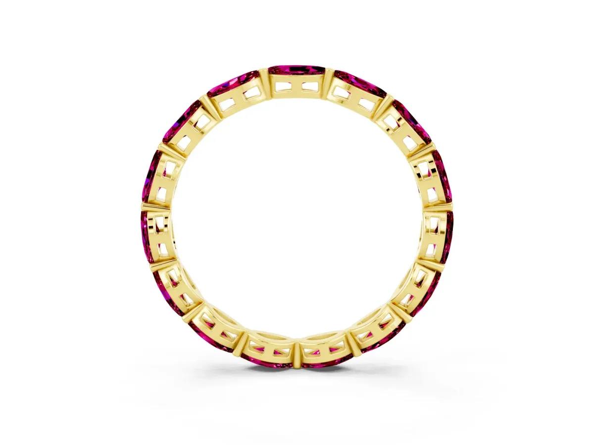 Marquise Garnet Eternity Band with U-Prong Setting Yellow gold
