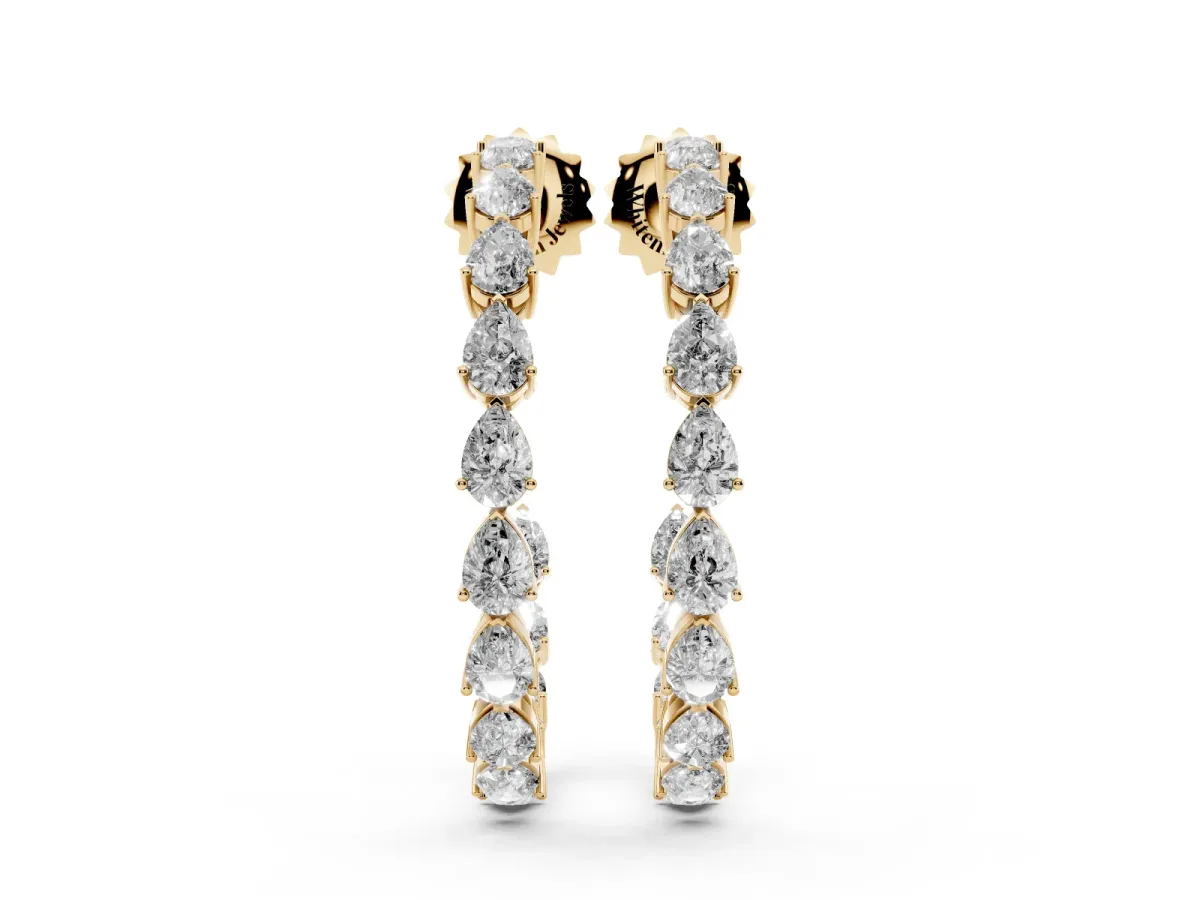 Pear Diamond Open Hoop Earrings Yellow gold