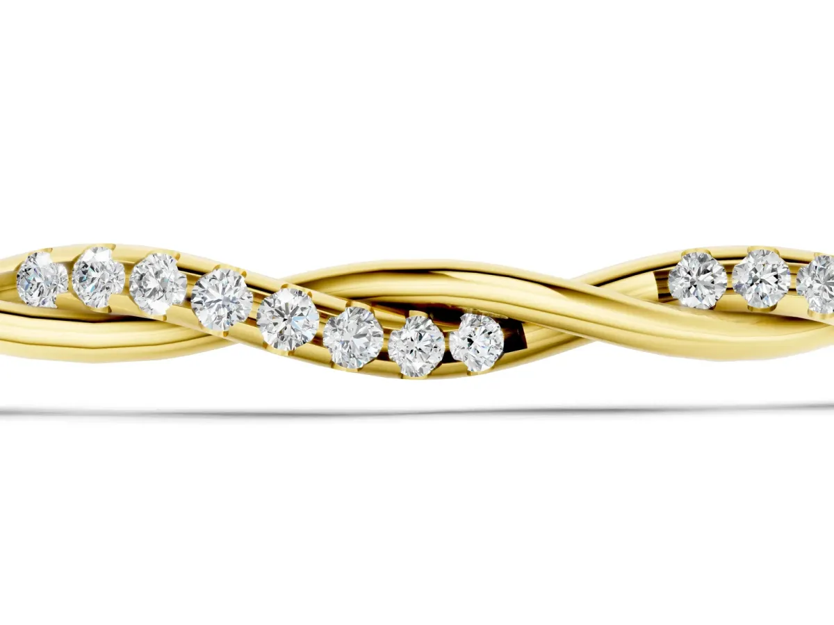 Twisted Diamond Round-Cut Cable Chain Bracelet with Bezel Setting Yellow gold
