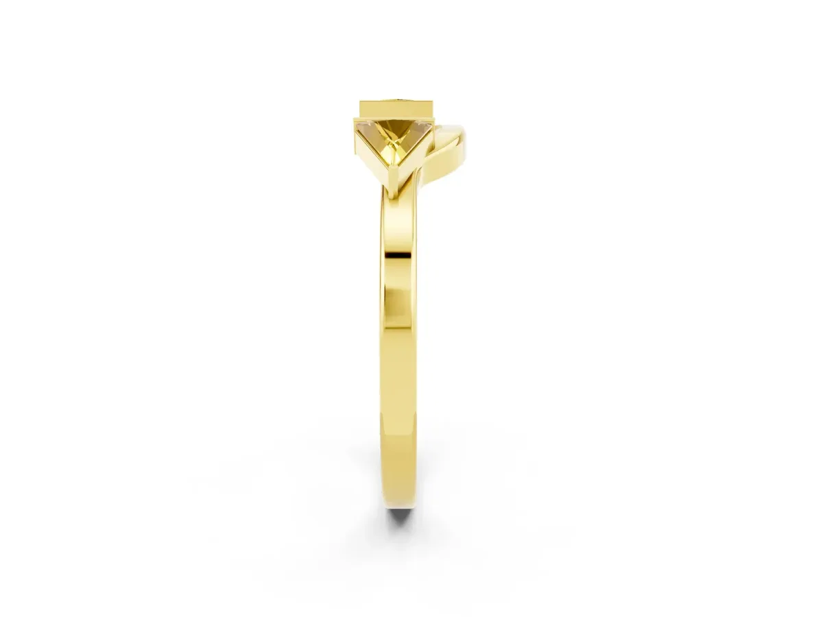 Trillion Yellow Sapphire Open Band Ring with Bezel Setting Yellow gold