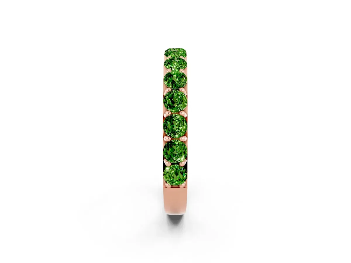 Round Peridot Half Eternity Band with Classic Prong Setting Rose gold