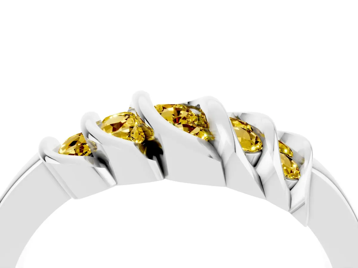 Round Yellow Sapphire Multi-Row Crossover Band Platinum