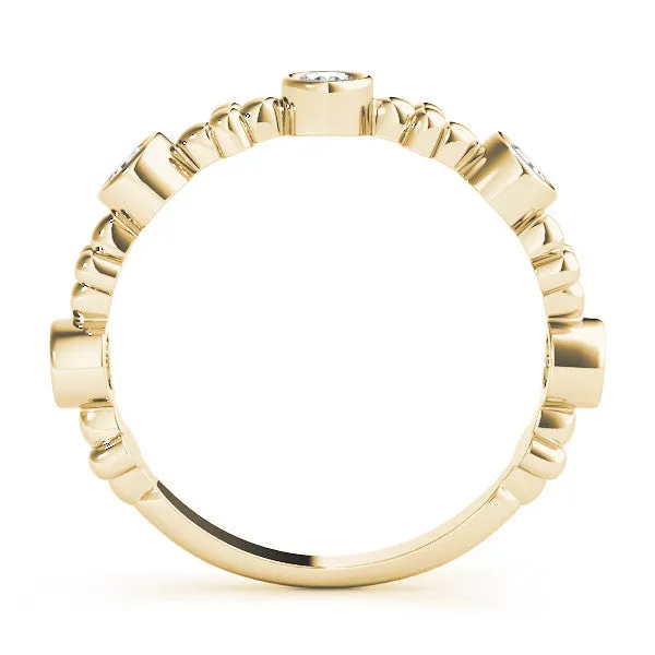 Bezel Set Round Diamond Floral Eternity Band Yellow gold