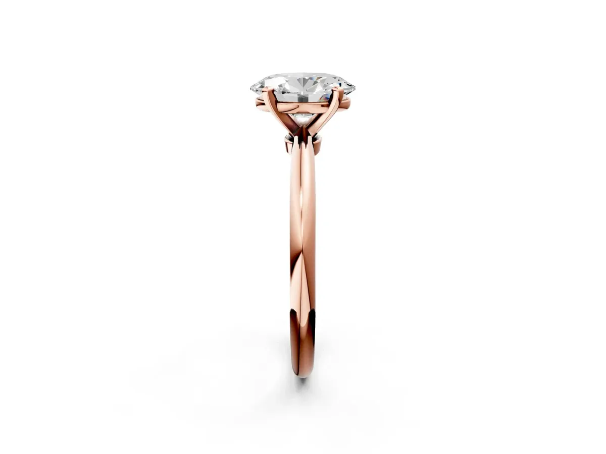 Oval Cut Diamond Solitaire Ring with Six-Prong Setting and Classic Band Rose gold
