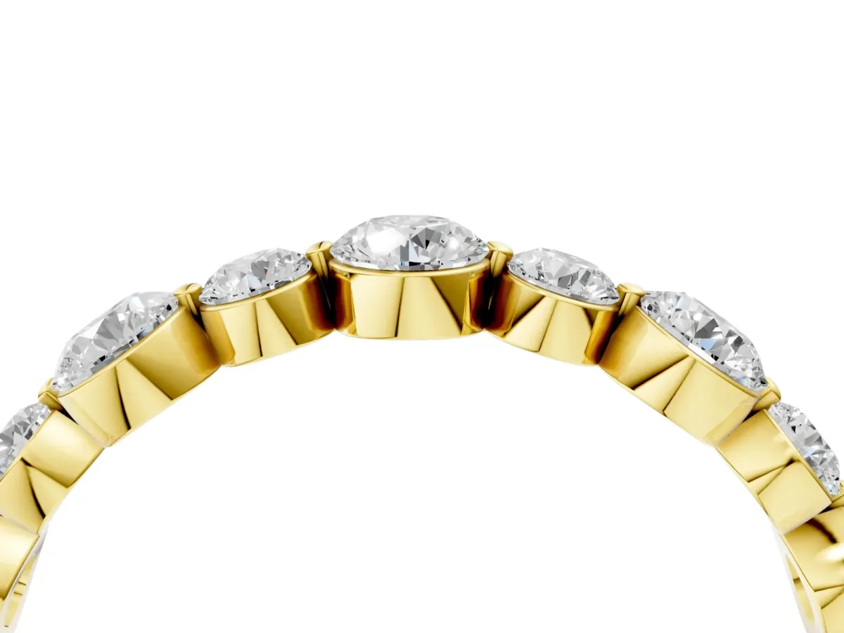 Round Diamond Scalloped Prong Set Eternity Band Yellow gold