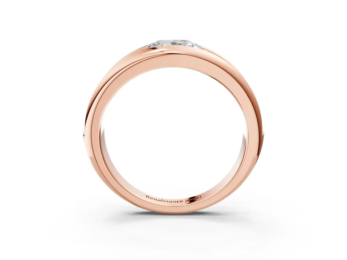Oval Diamond Mens Ring with Round Diamond Accents Rose gold