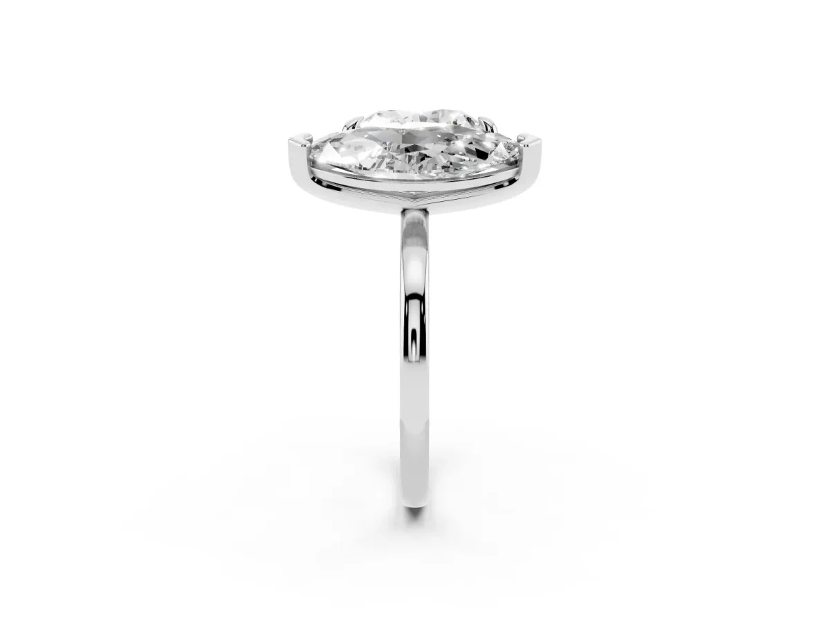 Heart and Marquise Toi Moi Ring with Prong Setting and Micro Pave Band Platinum