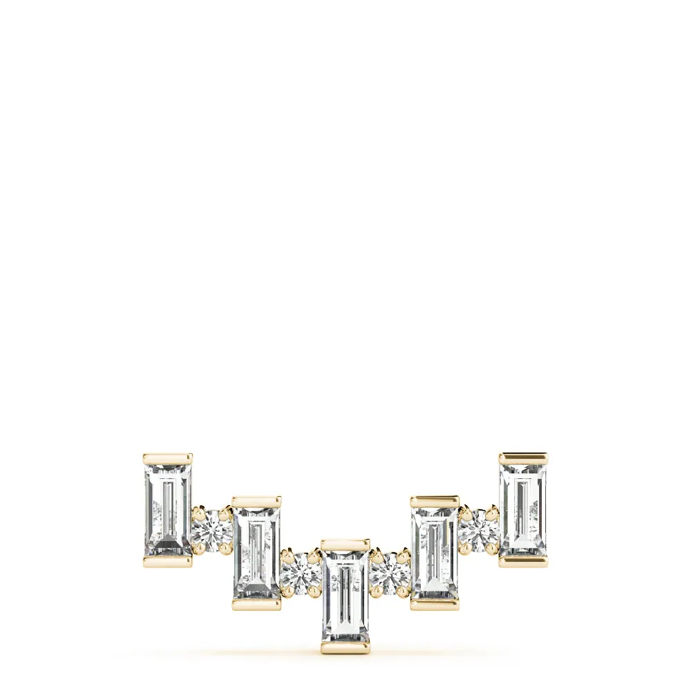 Baguette Diamond Bar Pendant with Prong Setting Yellow gold