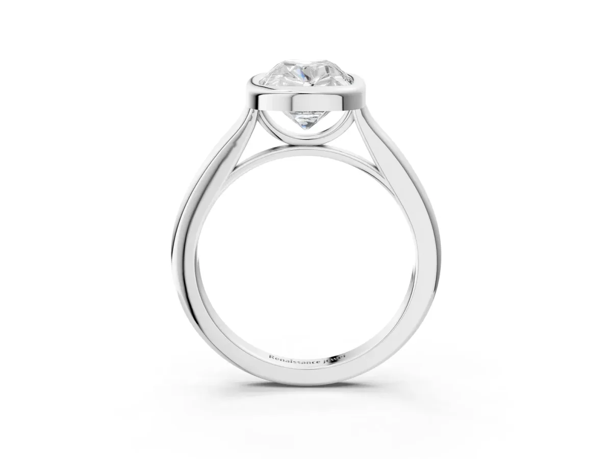 Old Mine Elongated Cushion Diamond Bezel Set Ring Silver