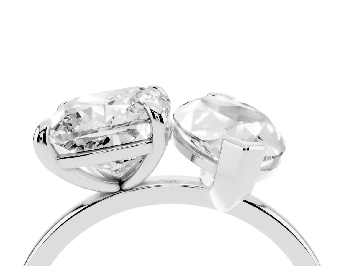 Cushion and Marquise Toi Moi Ring with Prong Setting and Plain Band White gold