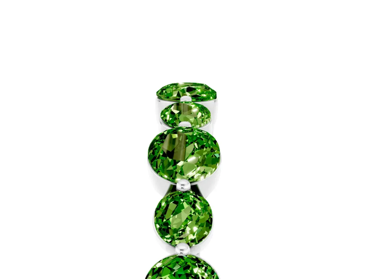 Round Peridot Scalloped Prong Set Eternity Band Silver