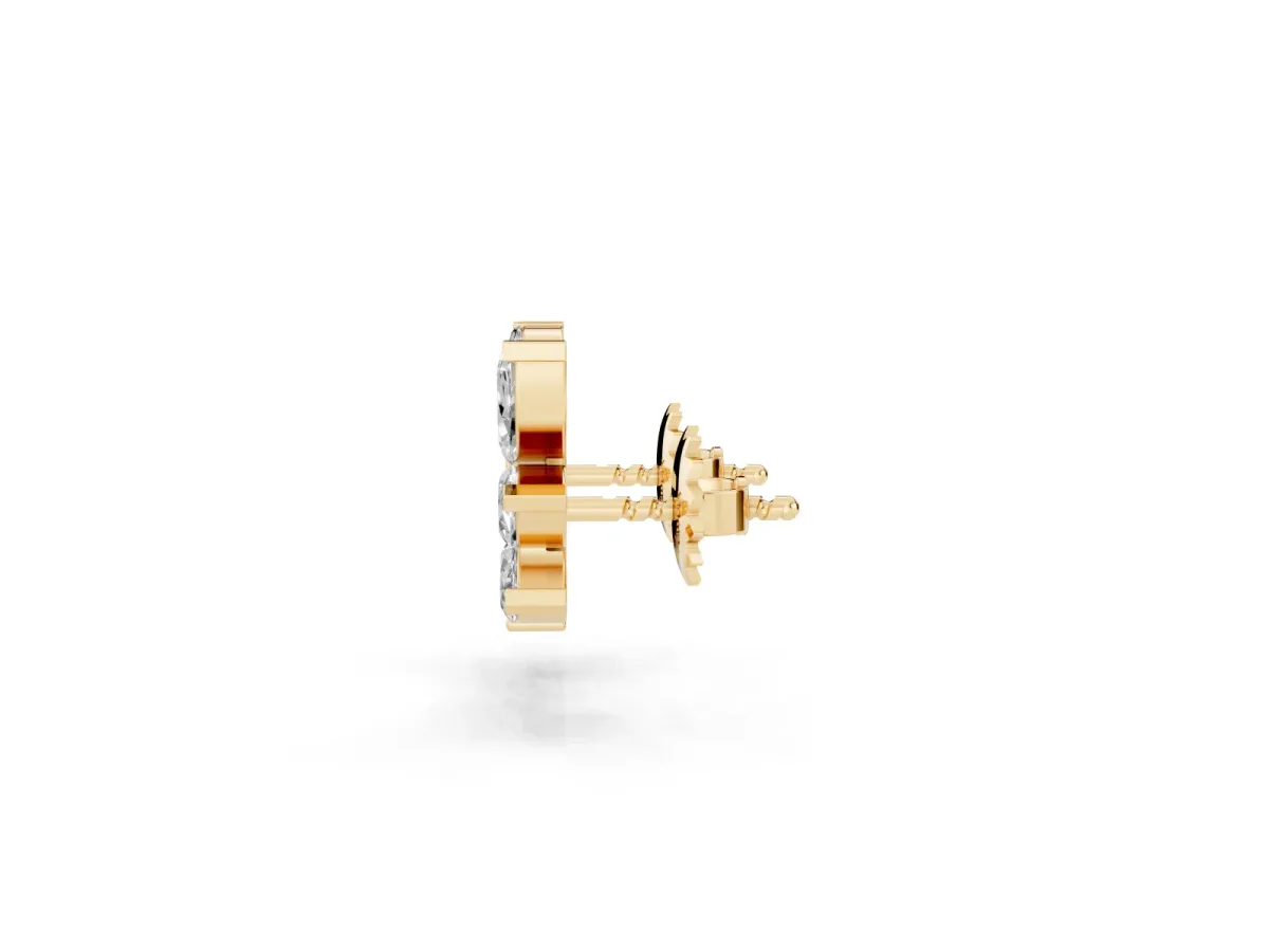Marquise and Round Diamond Ivy Climber Earrings Yellow gold