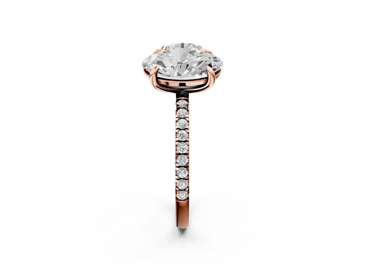 Round and Oval Toi Moi Ring with Prong Setting and Micro Pave Band Rose gold