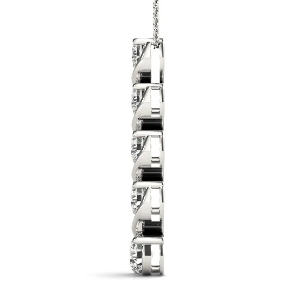 Round Diamond Prong-Set Swirl Pendant White gold