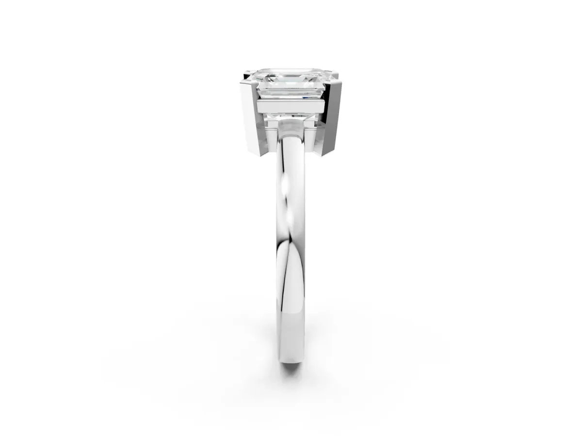 Asscher Cut Cut Solitaire Ring with Four-Prong Setting and Classic Band Platinum