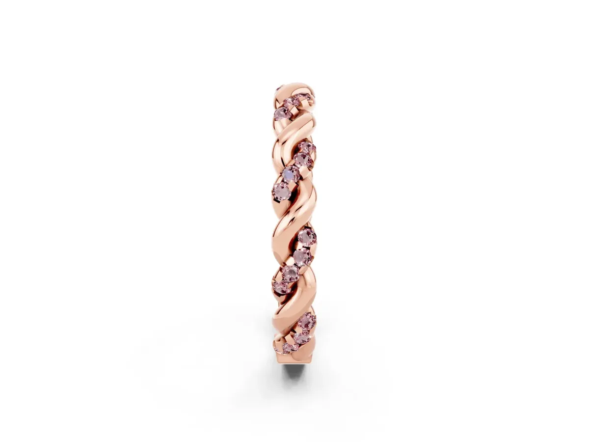 Twisted Pavé Round Morganite Eternity Band Rose gold
