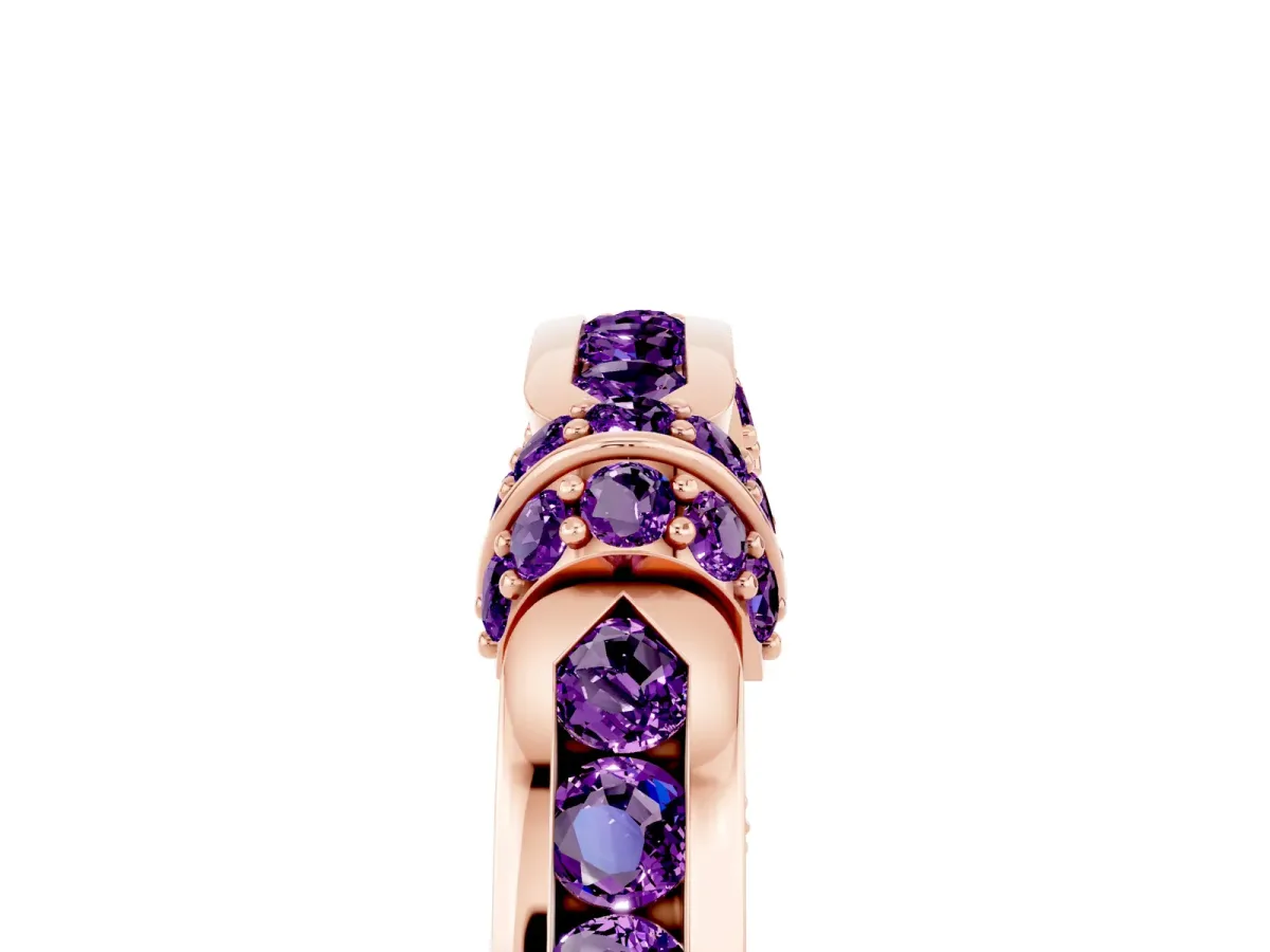Pavé Round Amethyst Link Band with Bezel Setting Rose gold