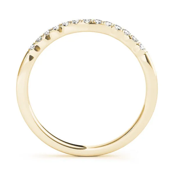 Round Diamond U-Shape Pavé Curved Wedding Band Yellow gold