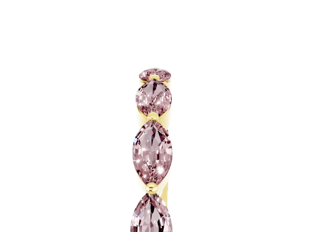 Marquise Morganite Half Eternity Band with Prong Setting Yellow gold