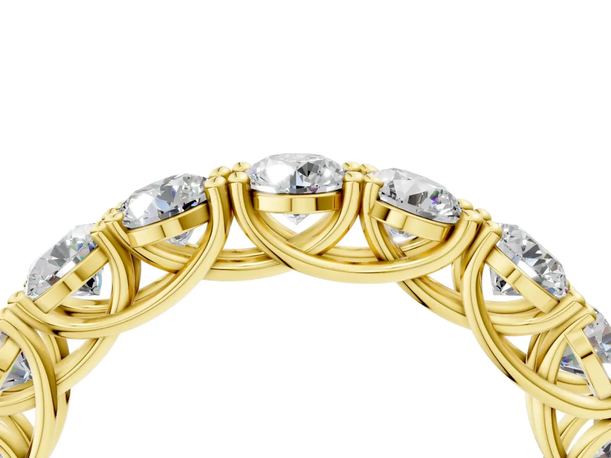 Round Diamond Woven Full Eternity Band Yellow gold