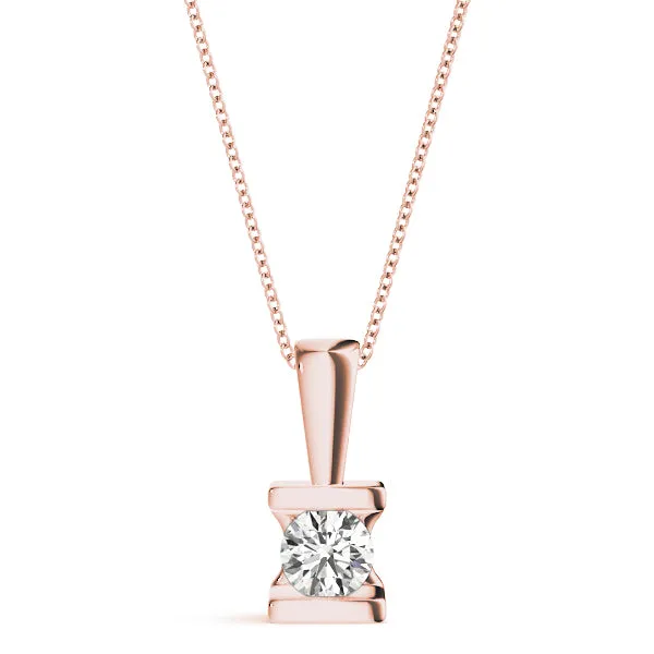 Round Solitaire Bezel-Set Diamond Pendant Rose gold