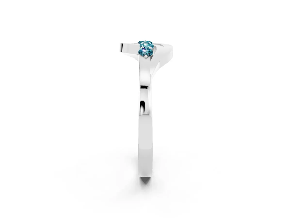 Five-Stone Round Blue Topaz Crossover Band with Prong Setting Silver