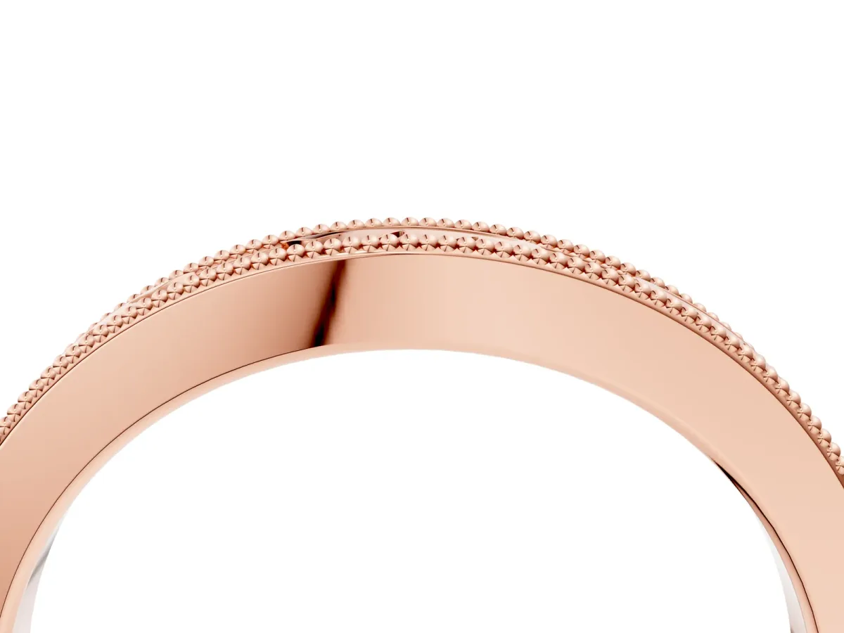 Milgrain Bezel Set Round Diamond Eternity Band Rose gold