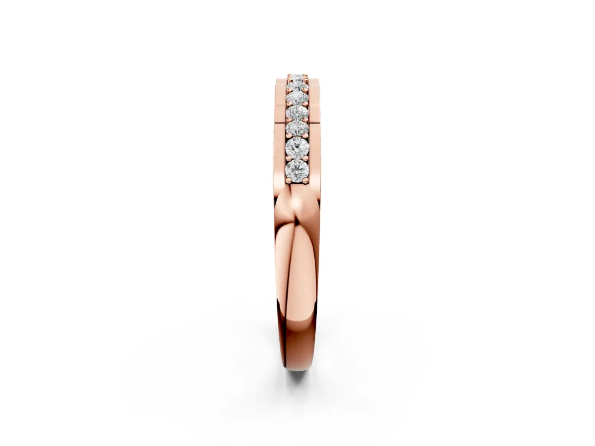 Round Cut Diamond Channel Set White Gold Band Rose gold
