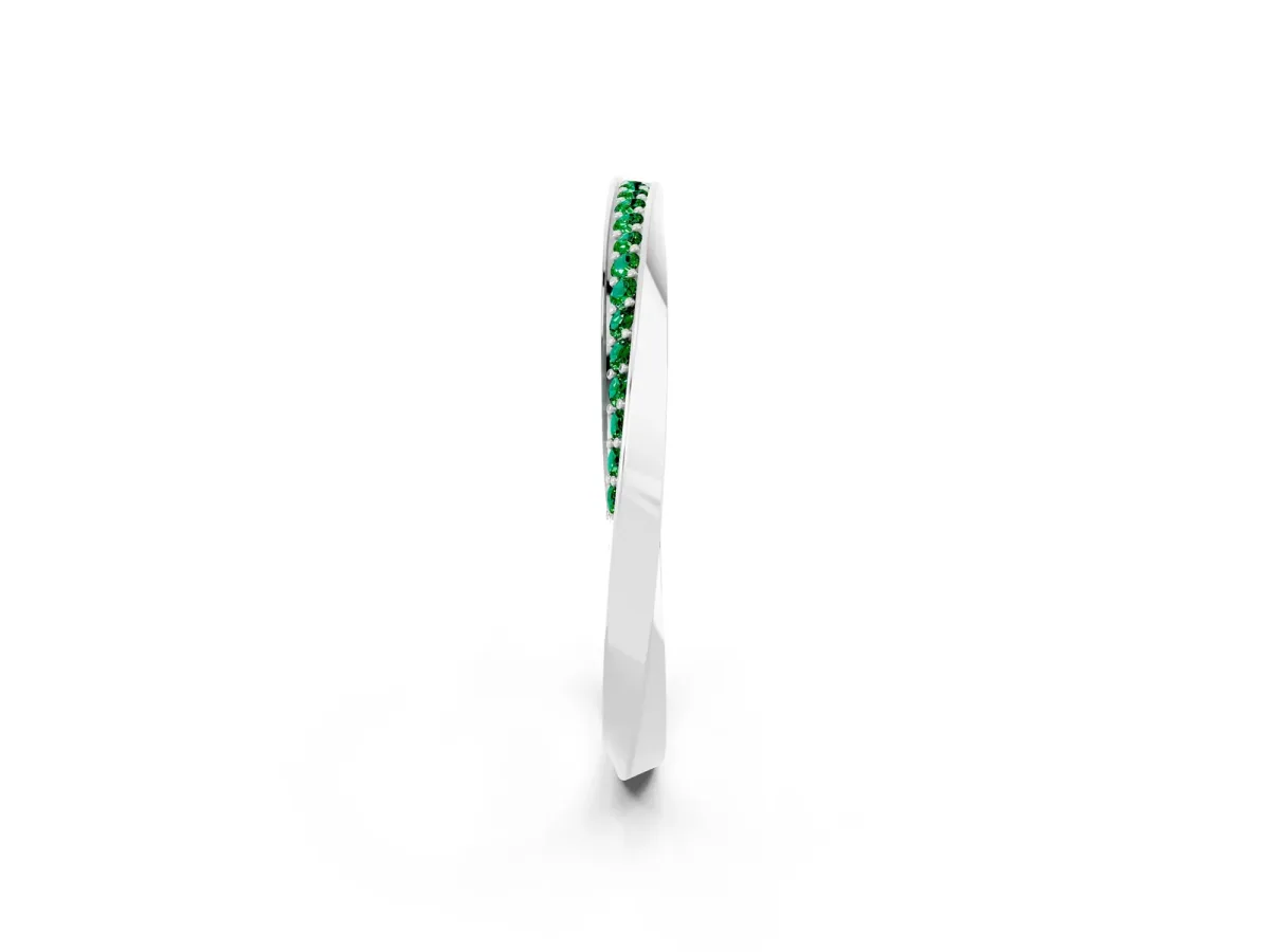 Pavé Round Emerald Twist Band White gold