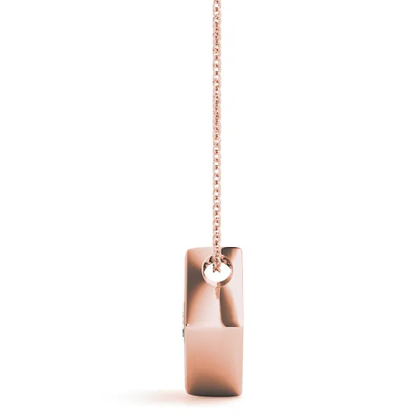 Round Diamond Square Bezel Pendant Rose gold