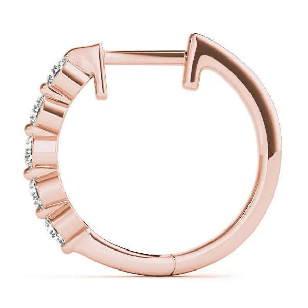 Round Diamond Prong-Set Hoop Earrings Rose gold