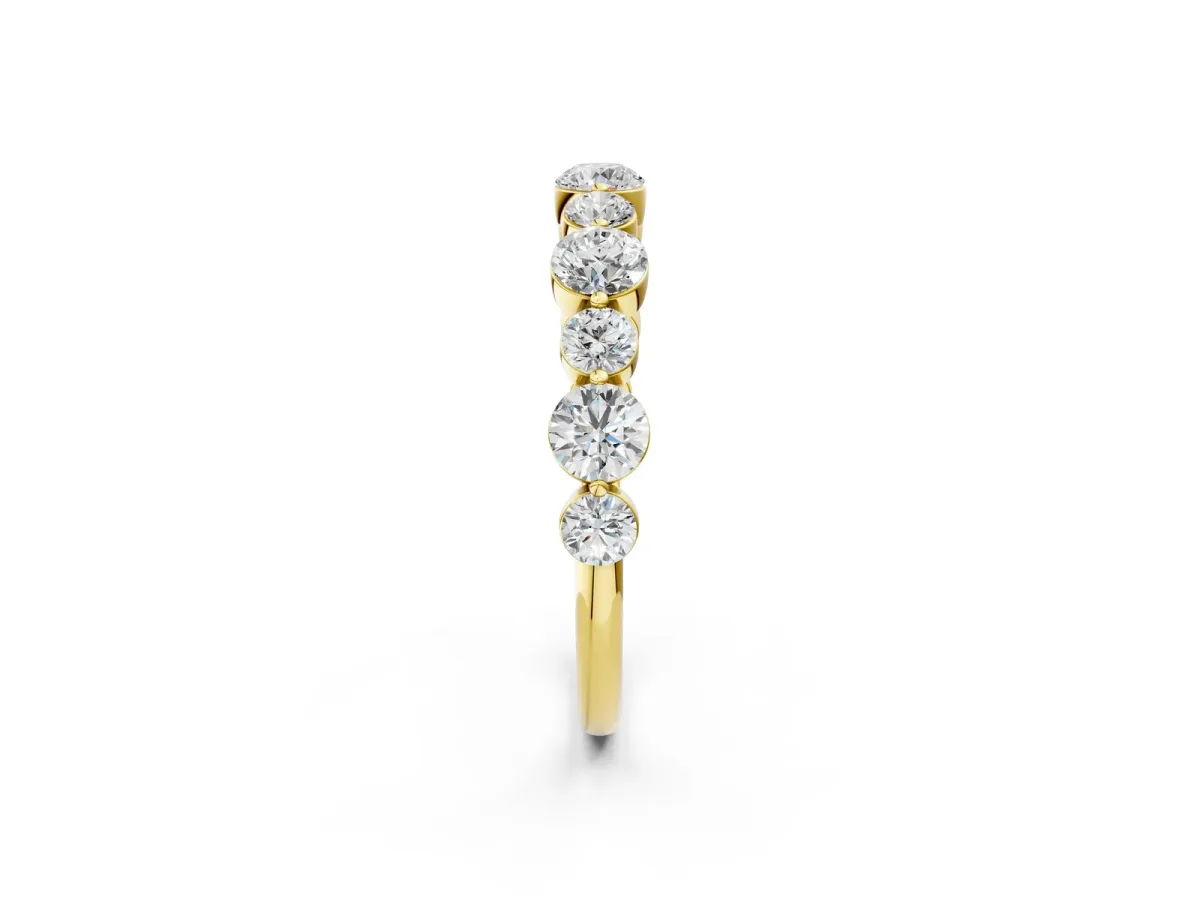 Round Diamond Scalloped Prong Set Eternity Band Yellow gold