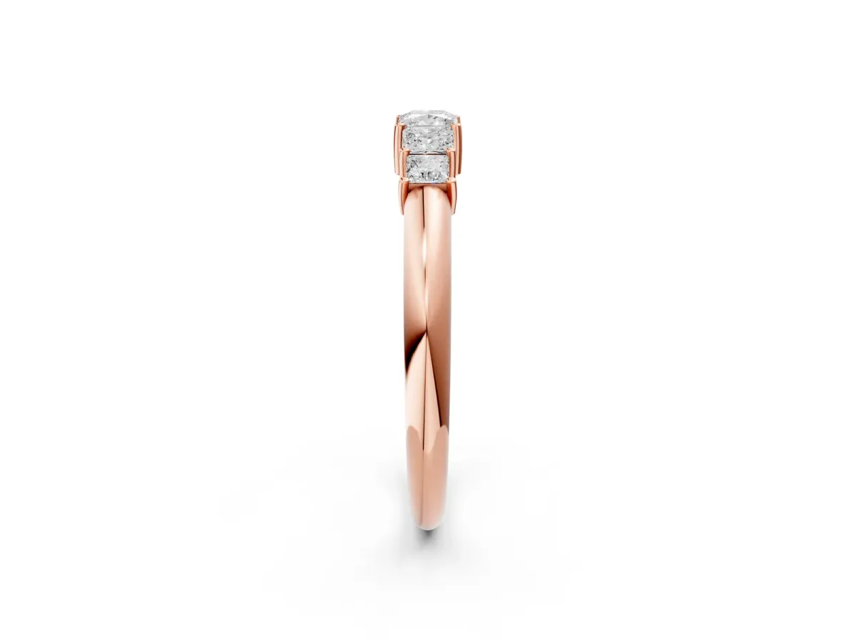Princess Cut Five-Stone Prong Set Diamond Band Rose gold
