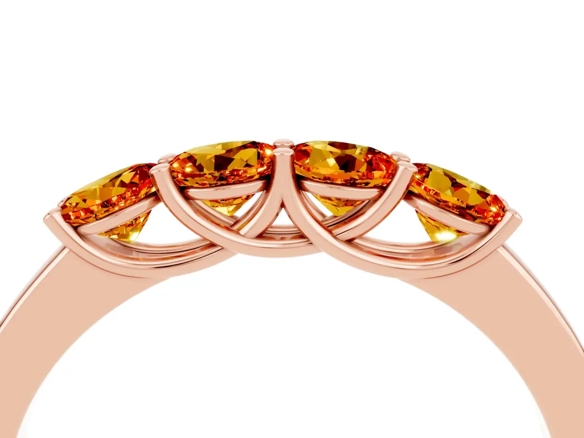 Four-Stone Round Citrine Prong-Set Band Rose gold
