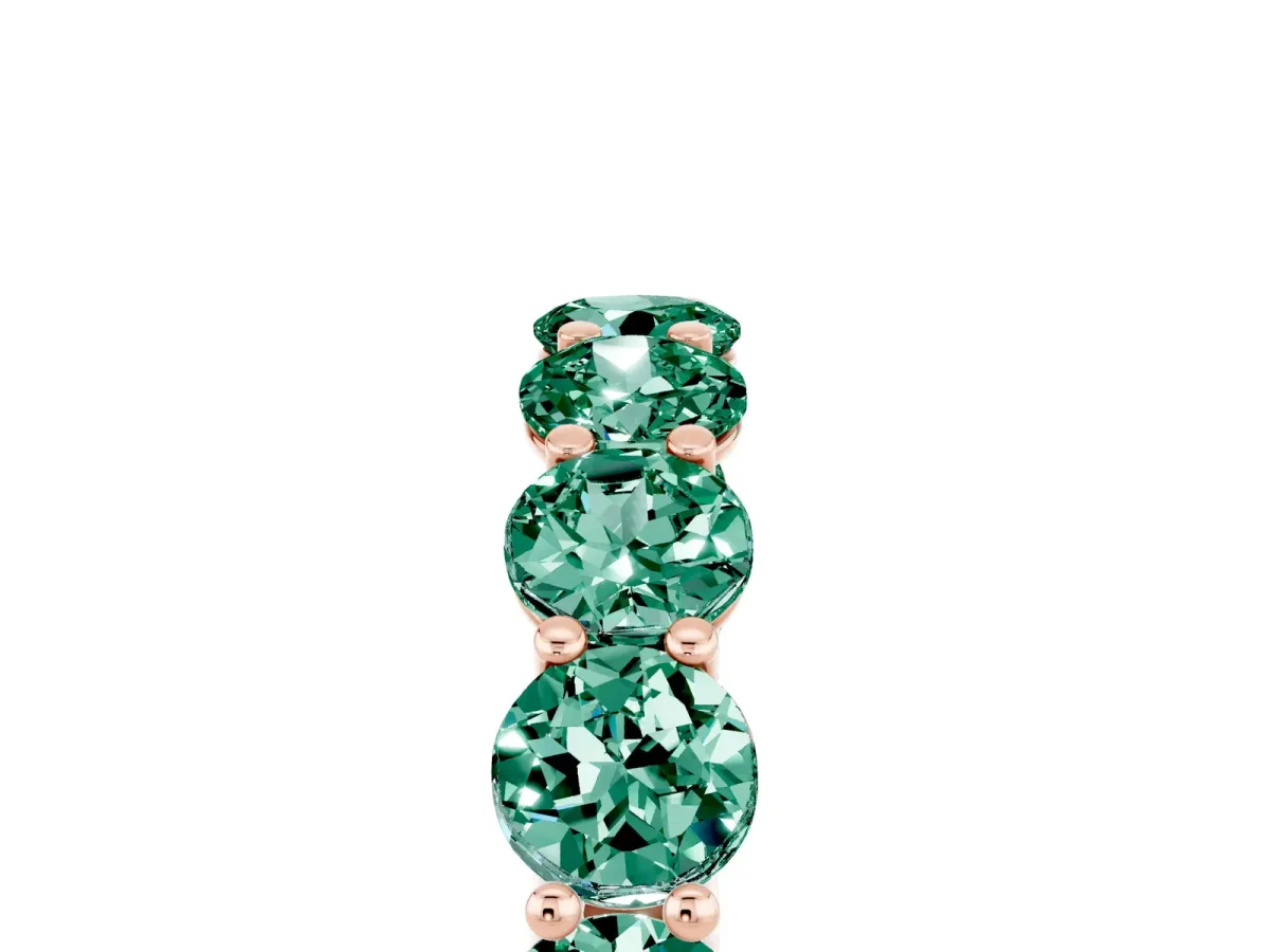 Round Green Sapphire Shared Prong Eternity Band Rose gold