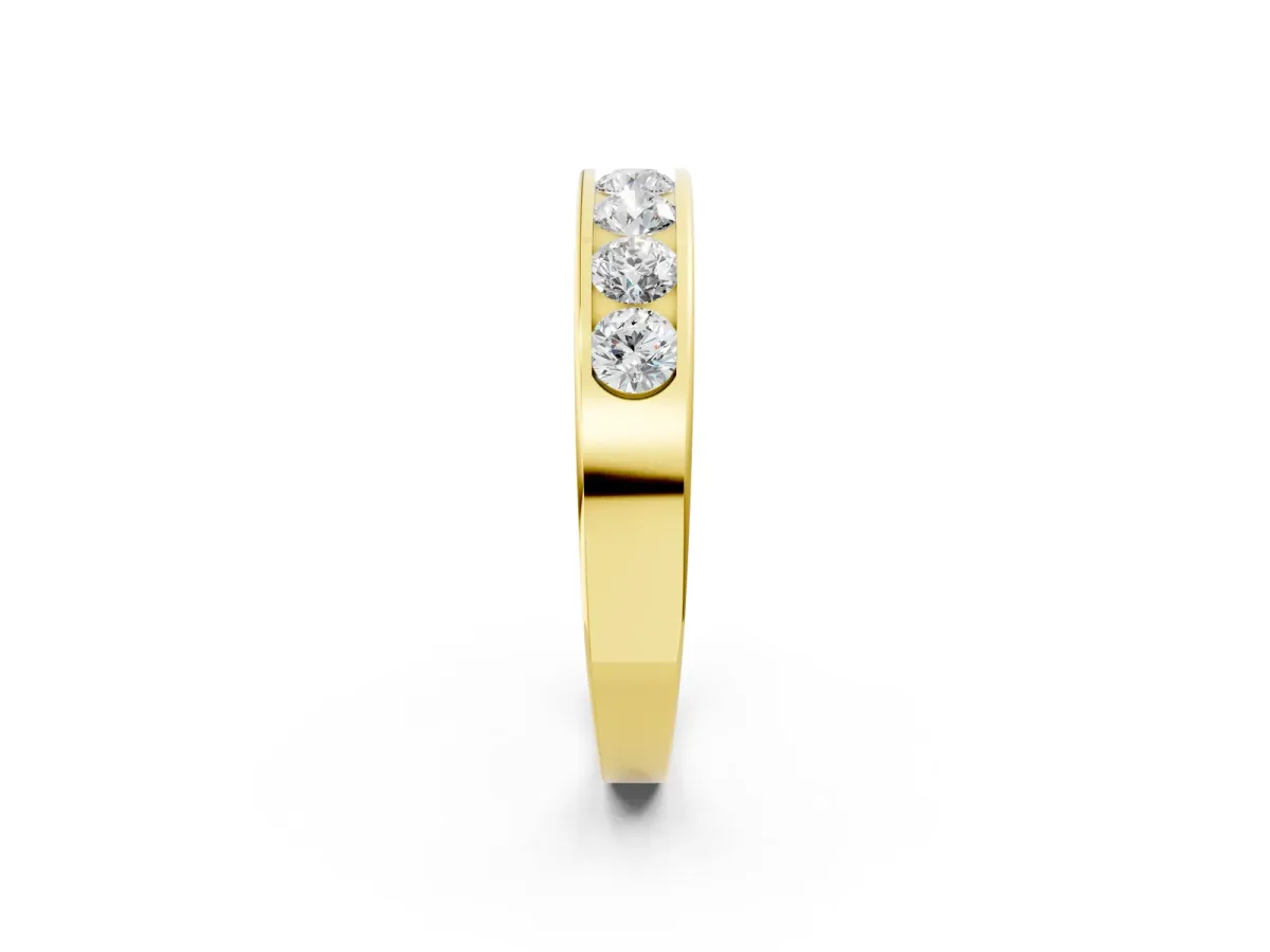 Channel Set Round Diamond Comfort Fit Band Yellow gold