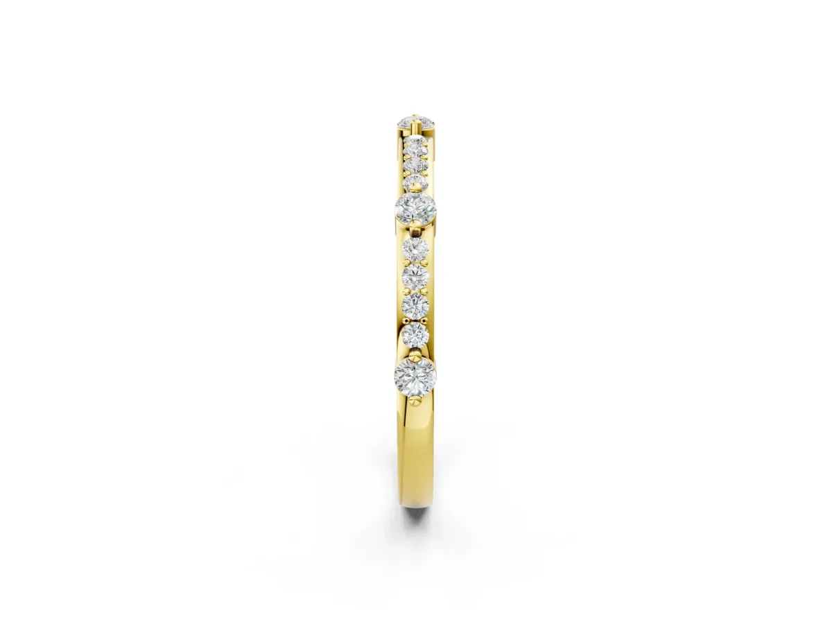Round Diamond Pavé Eternity Band with Prong Setting Yellow gold