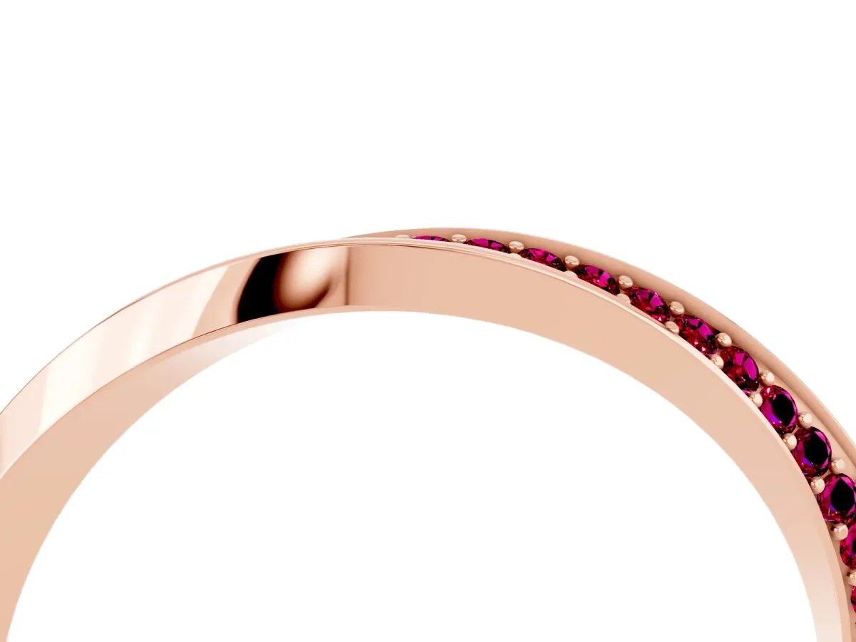 Pavé Round Garnet Twist Band Rose gold
