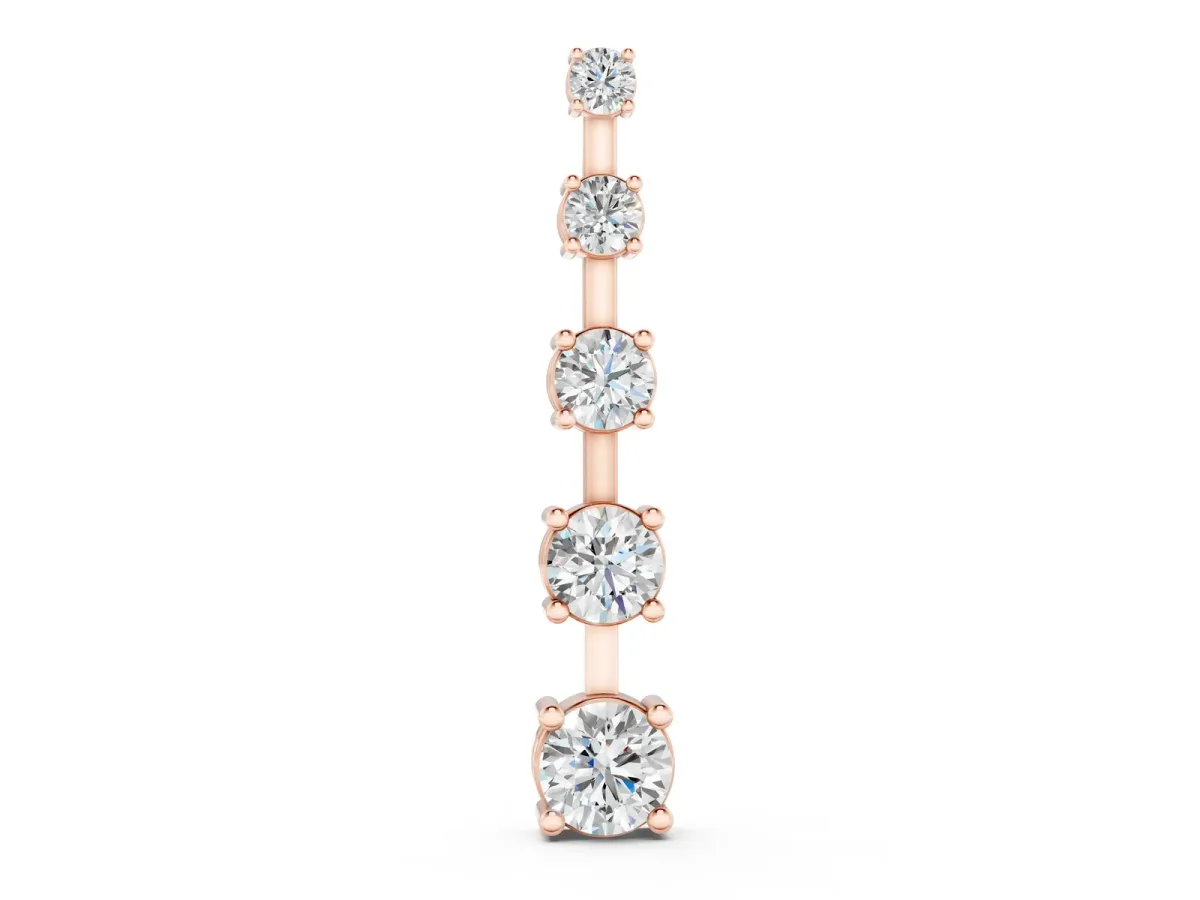 Vertical Bar Pendant with Round Brilliant Diamonds in Prong Setting Rose gold