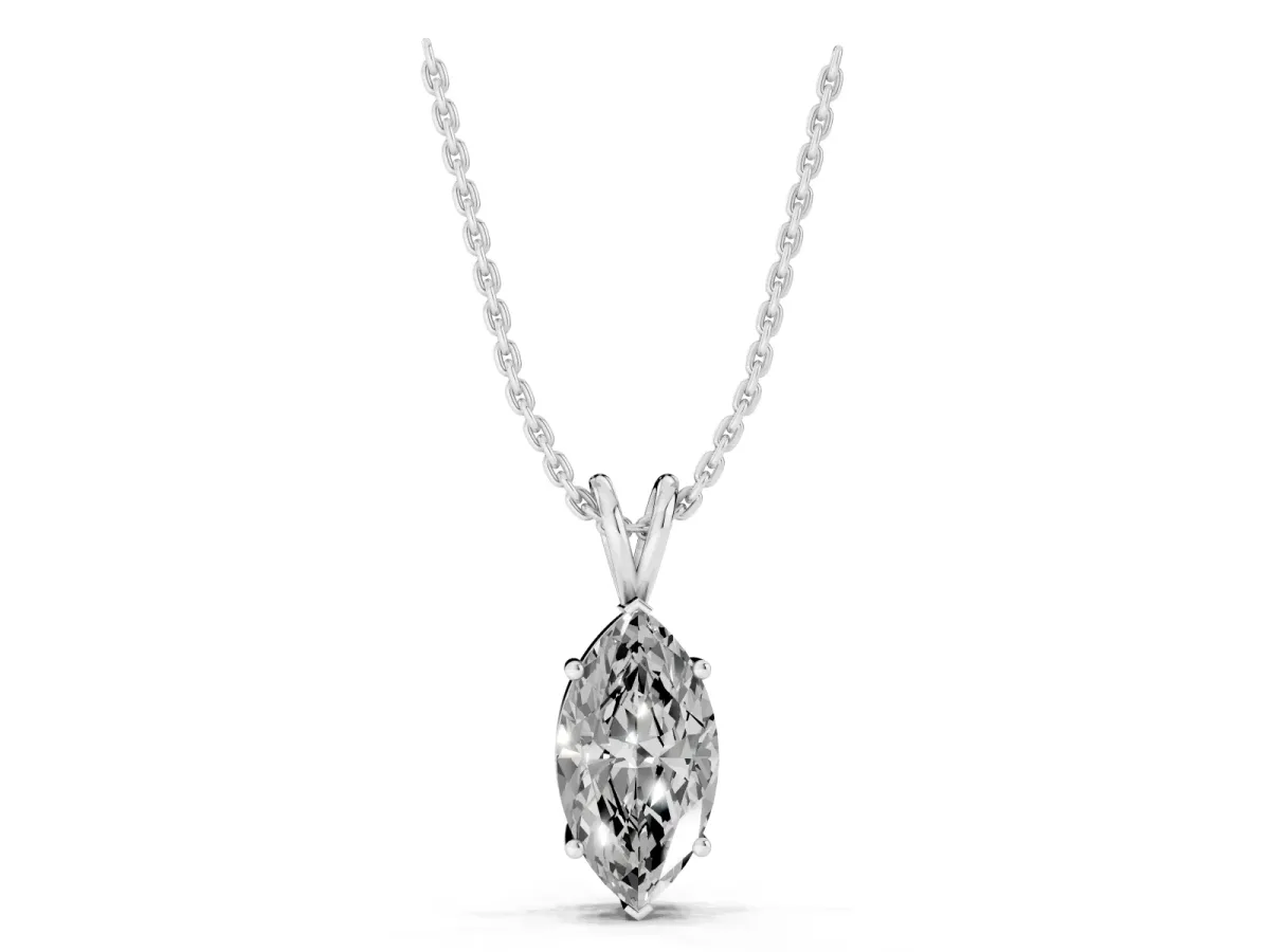 Marquise Diamond Solitaire Pendant with Prong Setting Silver