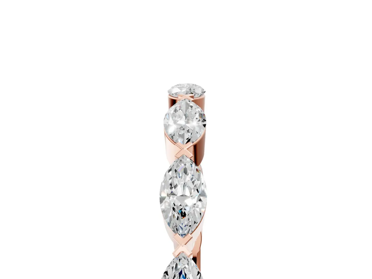 Marquise Diamond Eternity Band with Bezel Setting Rose gold