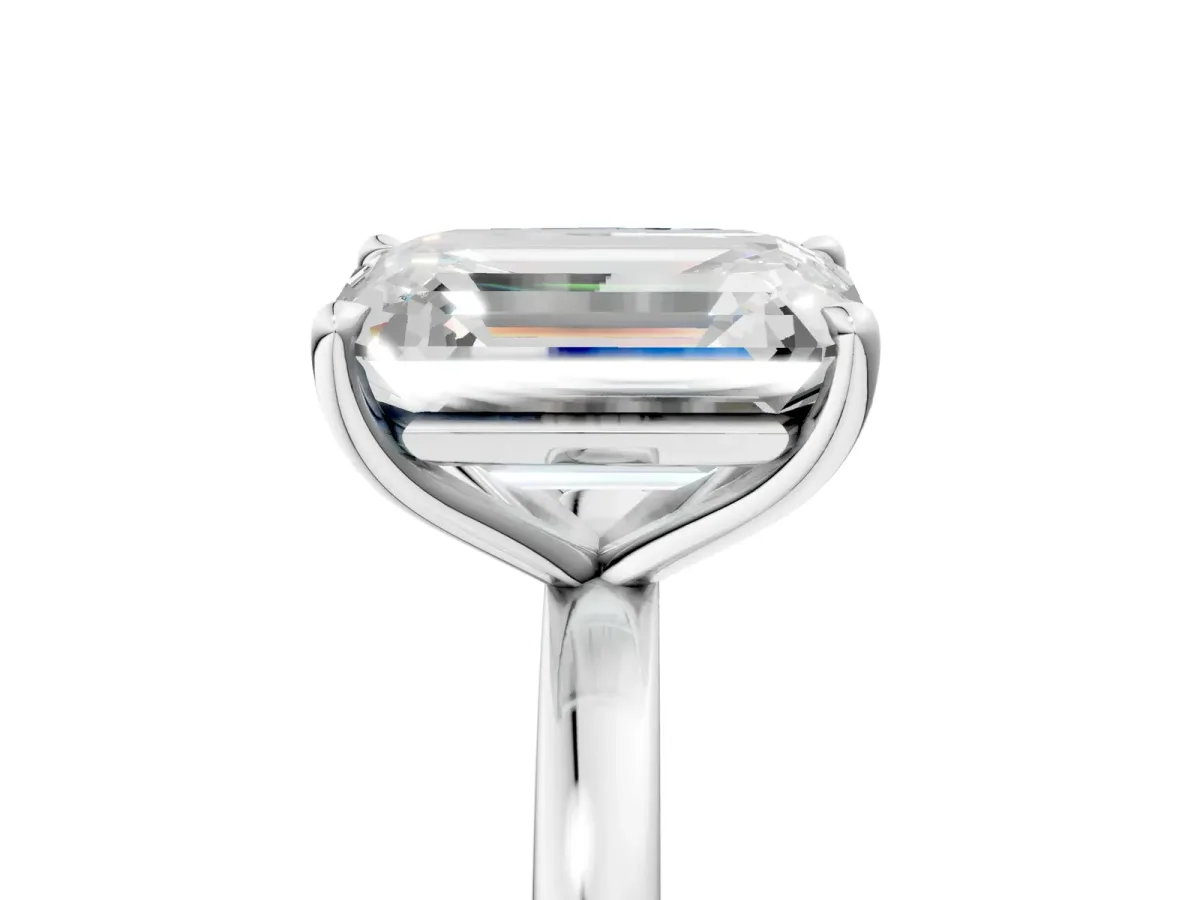 Fancy Blue Radiant Cut and Emerald Cut Toi Moi Ring with Prong Setting White gold
