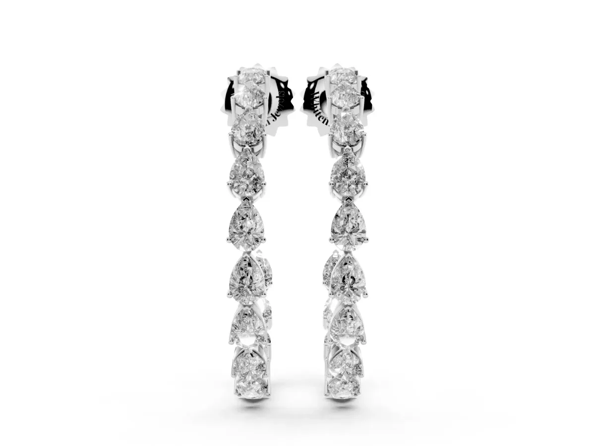 Pear Diamond Open Hoop Earrings Platinum