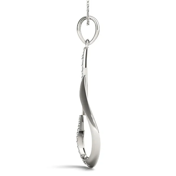 Pavé Round Diamond Twist Pendant White gold