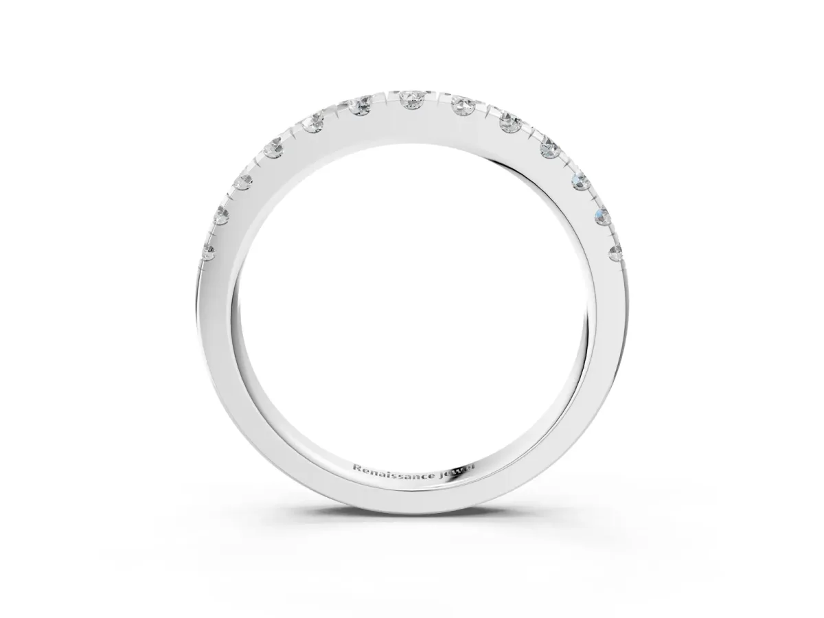 Round Diamond Pavé Set White Gold Eternity Band Silver