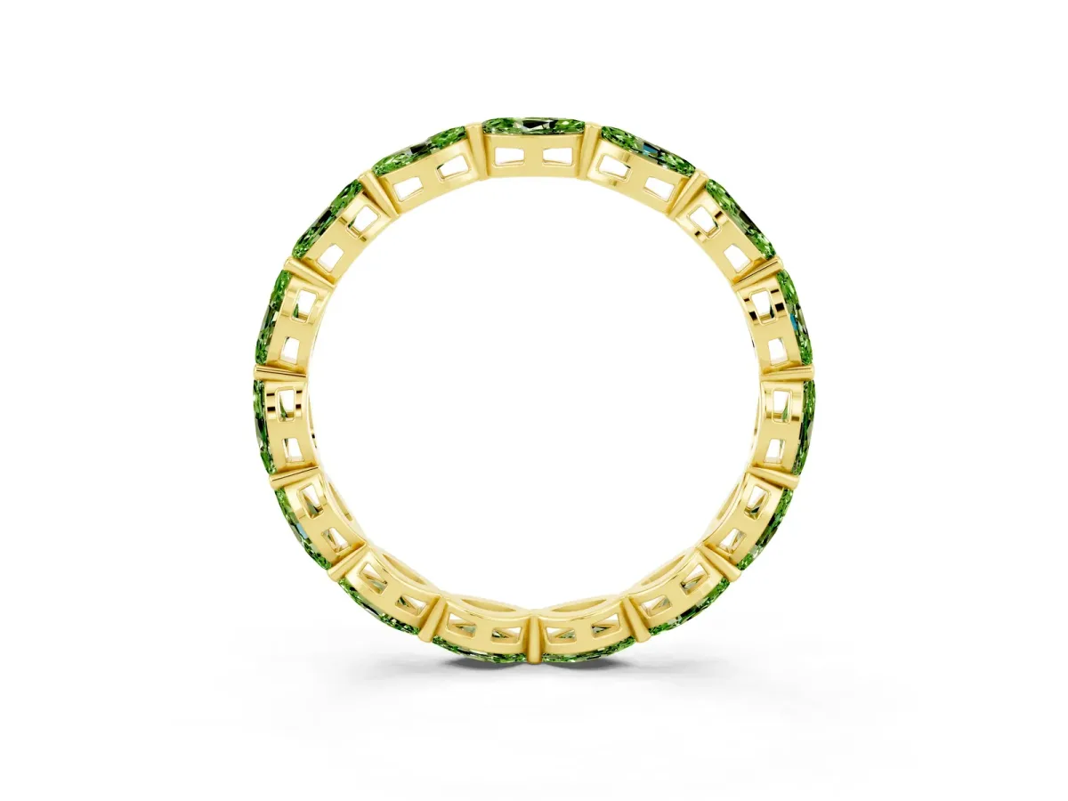 Marquise Peridot Eternity Band with U-Prong Setting Yellow gold